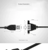 USB 2.0 Dişi Uzatma Kablosu - 1m - Vida Delikli - 12