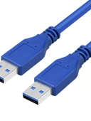 USB 3.0 Veri Kablosu - Çift Düz Baş - Mavi - 0.5m - 4
