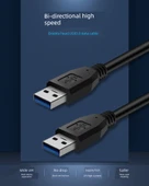 USB 3.0 Veri Kablosu - Çift Düz Baş - Mavi - 0.5m - 5