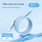USB-C ile USB-C Şarj Kablosu - Mavi - 2m - 1