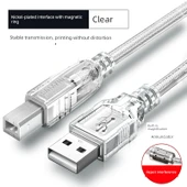 USB 2.0 Nikel Kaplama Şeffaf Yazıcı Kablosu Magnetik Halka ile - 3m - 1