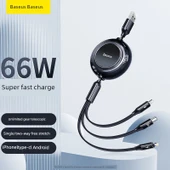 Telescopic Veri Kablosu - 66W Yüksek Güç - Siyah - 1