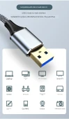 USB 3.0 Erkek - Erkek Veri Kablosu - 1m - Gri - 8