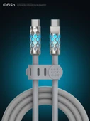 Yeşil Sıvı Silikon Apple 30W Hızlı Şarj Kablosu - Işıklı - 3