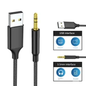 USB 3.5mm Ses Kablosu - 2m - USB'den 3.5mm Erkek Erkek - TV Bilgisayar Oyun Makinesi İçin - 1
