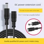 12V Dişi Konnektör Kablosu - Erkek Uç - DC5.5 * 2.1mm - 3 m Siyah - 1