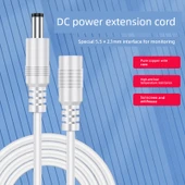 12V Dişi Konnektör Kablosu - Erkek Uç - DC5.5 * 2.1mm - 8 m Krem Beyaz - 2