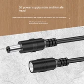 12V Dişi Konnektör Kablosu - Erkek Uç - DC5.5 * 2.1mm - 3 m Krem Beyaz - 3