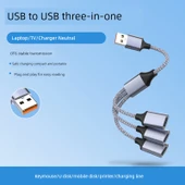 USB 2.0 Hub Adaptörü - 0.5M Gümüş Gri USB'den 3 USB'ye OTG ile - 1