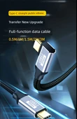 Type-C 3.1 Veri Kablosu 10Gbps PD100W - 3M Düz Uçtan Yan Kıvrım Örgülü - 7