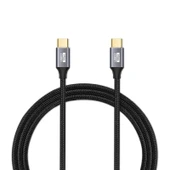 Type-C 3.1 Veri Kablosu 10Gbps PD100W - 3M Düz Uçtan Yan Kıvrım Örgülü - 6