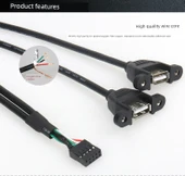 9 Pin Anakart USB Uzatma Kablosu - 0.25m - 9p DuPont USB AF + AF - 8