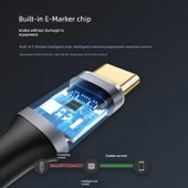 Type-C 3.1 Veri Kablosu 10Gbps PD100W - 0.5M Düz Uçtan Yan Kıvrım Örgülü - 5