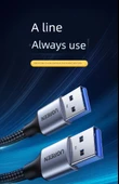 USB 3.0 Erkek Erkek Veri Kablosu - 1m - Siyah Örgü - 7