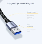 USB 3.0 Erkek Erkek Veri Kablosu - 1m - Siyah Örgü - 10