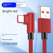 USB Type-C Elbow Hızlı Şarj Veri Kablosu - 1m Kalın Parlak Mavi - 1 Paket - 5