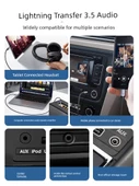 Apple Araç Kayıpsız Canlı Ses Kablosu - Type-C + Lightning + 3.5mm Üçlü Uç - Gunmetal Mavi - 4