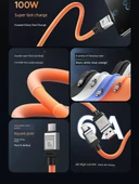 Siyah 2m USB-C ile Type-C 100W Hızlı Şarj Veri Kablosu - 9