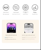 Apple Araç Kayıpsız Canlı Ses Kablosu - Type-C + Lightning + 3.5mm Üçlü Uç - Gunmetal Mavi - 7