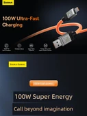 Siyah 2m USB-C ile Type-C 100W Hızlı Şarj Veri Kablosu - 5