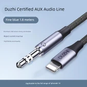 Apple Araç Kayıpsız Canlı Ses Kablosu - 1.8m - Tayvan HIFI Çip - Gunmetal Mavi - 1