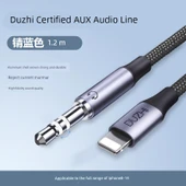 Apple Araç Kayıpsız Canlı Ses Kablosu - 1.2m - Tayvan HIFI Çip - Gunmetal Mavi - 1