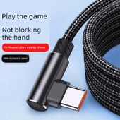 USB Type-C Elbow Hızlı Şarj Veri Kablosu - 1m Kalın Parlak Siyah - 2 Paket - 2