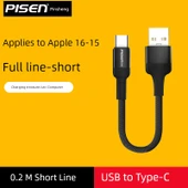 USB Type-C Şarj Kablosu - Tek Paket Siyah 0.3m Çift Uçlu - 2