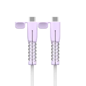 USB Kablo Koruyucu Kılıf - Çift Tip-C Dumanlı Mor - 13. Nesil - 1