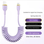 100W Telekopik Yay Veri Kablosu - 1.2m Mor (USB Apple) - 1