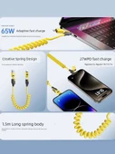 100W Telekopik Yay Veri Kablosu - 1.2m Mor (USB Apple) - 2