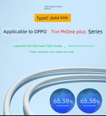 Oppo A58X 33W Süper Hızlı Şarj Kablosu - 2m - 1 Paket - 5
