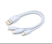 Çoklu Arayüz USB Type-C Mobil Telefon Şarj Kablosu - Mavi 30cm - 9