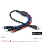 Çoklu Arayüz USB Type-C Mobil Telefon Şarj Kablosu - Üç Renk 30cm - 1