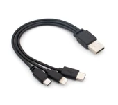 Çoklu Arayüz USB Type-C Mobil Telefon Şarj Kablosu - Üç Renk 30cm - 10