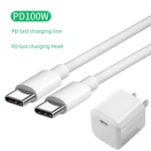 Çift Uçlu Type-C PD Hızlı Şarj Kablosu - 1m Kalın 100W + 20W Başlık - 1