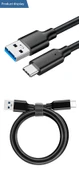 USB 3.0'dan Type-C Veri Kablosu - 5m - Siyah - 12