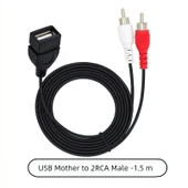 USB Dişi - 2RCA Erkek Kablo - 1.5m - 1