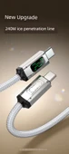 240W Süper Hızlı Şarj İkili Type-C Buz Geçirgen Veri Kablosu - 2m - Buz Şeffaf Beyaz - 7