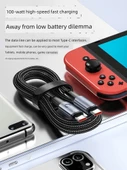 100W Süper Hızlı Şarj Type-C Veri Kablosu - 1m Çift C Portu Ay Işığı - 4