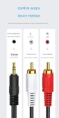 RCA Plug Amplifikatör 3.5mm ile Çift Lotus Erkek Ses Kablosu - 2.7m - 8