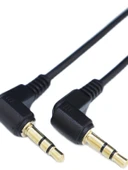 3.5mm Altın Kaplama Erkek Erkek Ses Kablosu - Siyah - 1.5M - 5