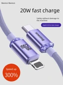Hızlı Şarj USB Type-C ile Lightning Kablo - 1.2m Mor - 2