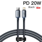 USB C'den Lightning Kablo - 1.2m - Siyah - 20W PD Hızlı Şarj - Model 2 - 1