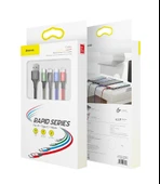 4-in-1 Mobil Telefon Veri Kablosu - Kontrast Renk Çift Apple + Type-C + Android - 1.2m - 6