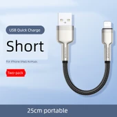 Metal Örgü Kablo - 0.25m - USB Hızlı Şarj - İki Paket - 1