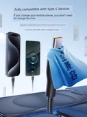 100W USB to Type-C Araç Şarj Veri Kablosu - 2m [USB to C] Apple 15 Tam Serisi Araç CarPlay Hızlı Şarj - 5