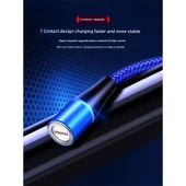 Manyetik Örgü 3'ü 1 Arada USB Kablo - 1m - Apple/Android/Type-C - Siyah (Model 2) - 2