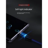 Manyetik Örgü 3'ü 1 Arada USB Kablo - 1m - Apple/Android/Type-C - Siyah (Model 2) - 5