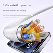 Rio Tinto PD15 USB-C Veri Kablosu - Beyaz - 2m - Kutulu - 5